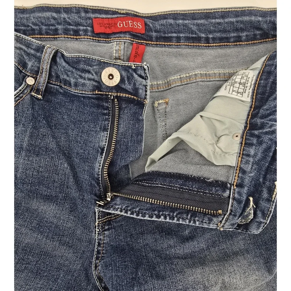 Guess Lincoln‎ Slim Straight Denim Jeans Men's 34x30 Blue Stretch Whiskered